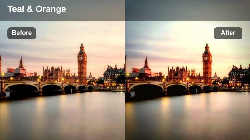 Cinematic teal and orange grade on a busy city highway timelapse at dusk