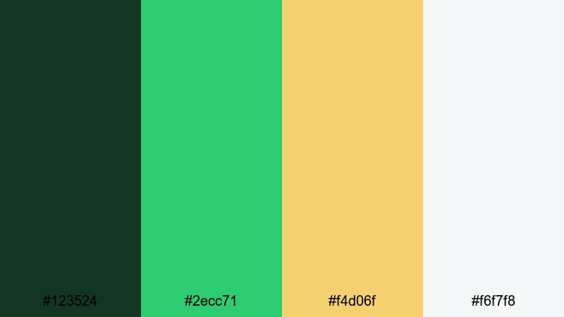 metro park lifestyle yellow dark green color palette with hex codes
