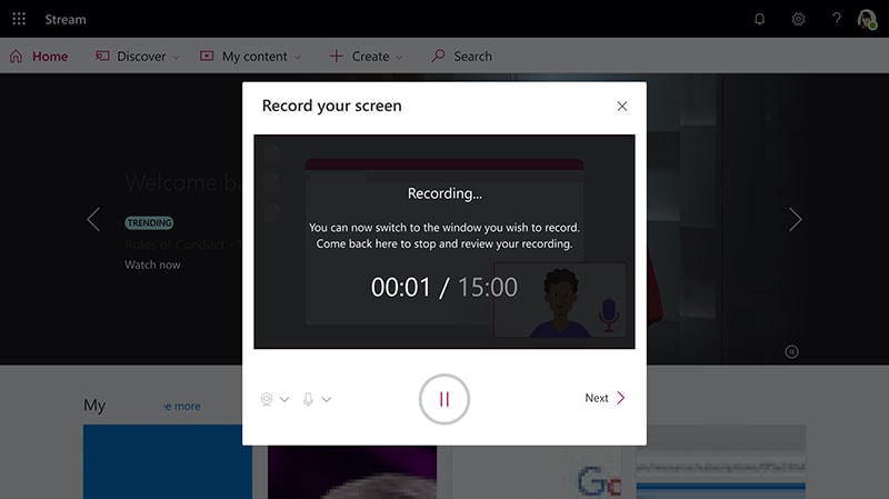 microsoft stream recording process