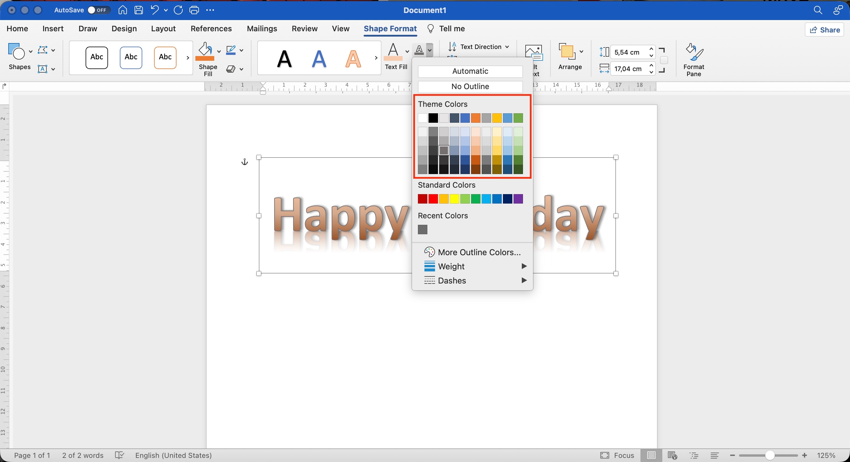 select text outline colors