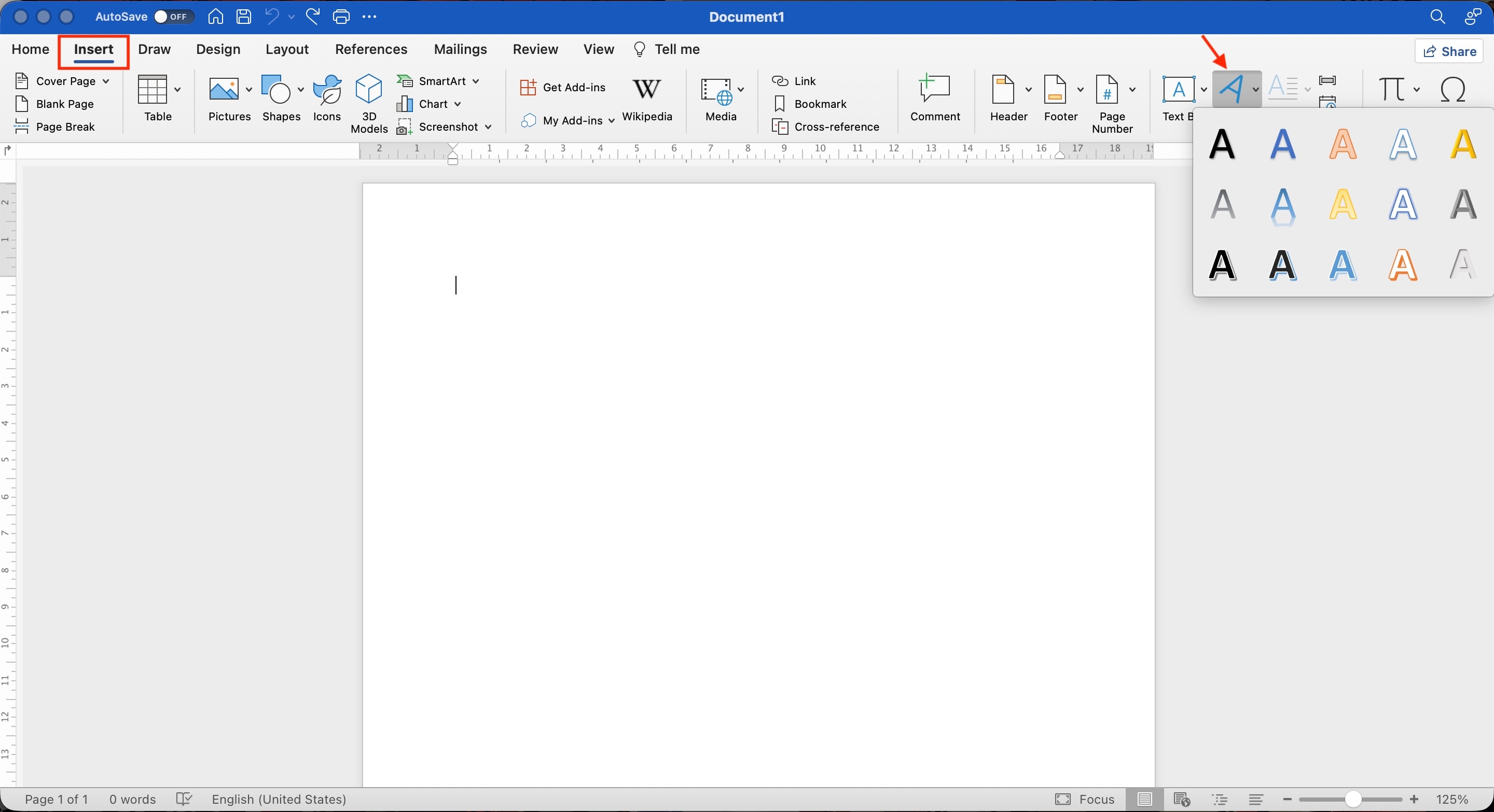 go to wordart in microsoft word