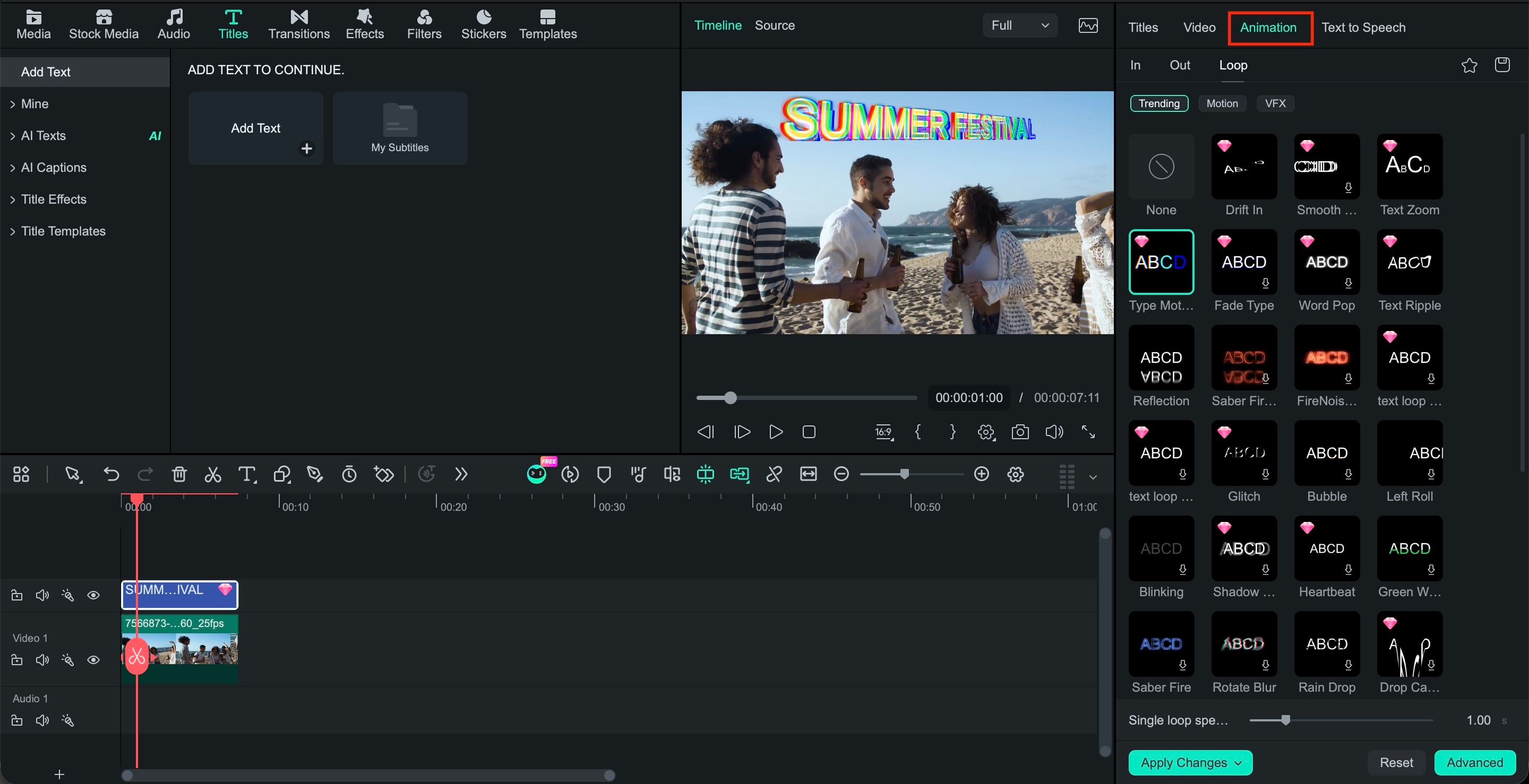 choose animation text