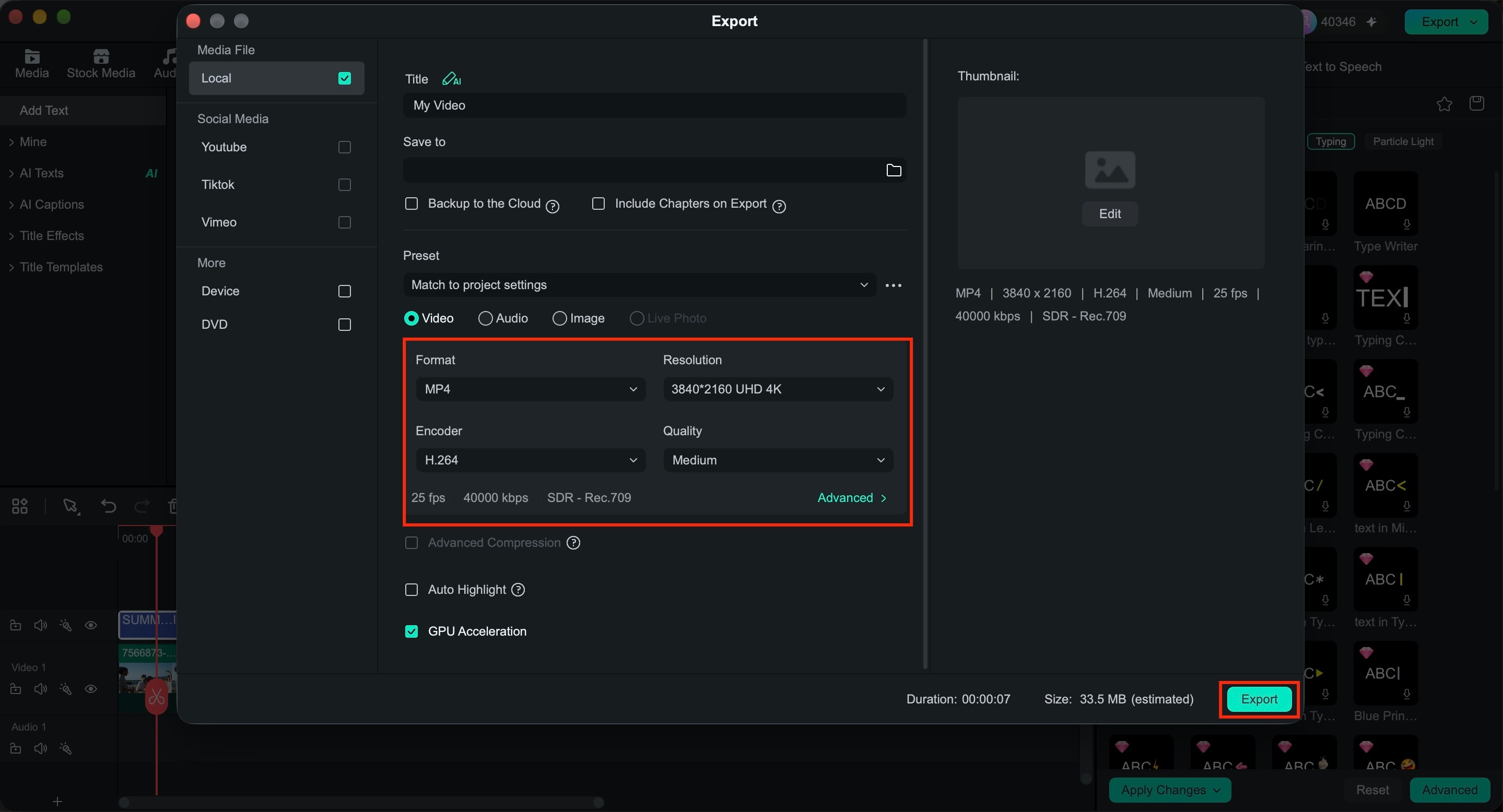 export with preferred format