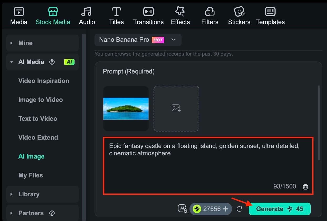 enter prompt and image reference