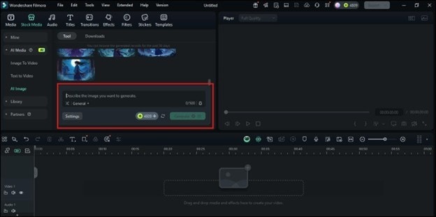 inputing prompts on filmora
