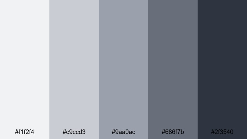 midnight alley mist pastel gray color palette with hex codes