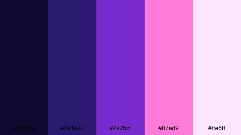 midnight aurora dream blue magenta color palette with hex codes