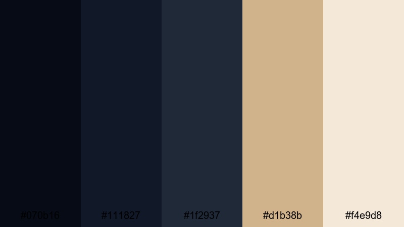 midnight ballroom chic elegant color palette with hex codes