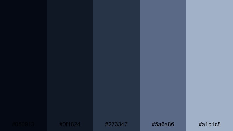 midnight blizzard drive winter color palette with hex codes