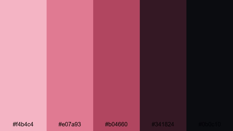 midnight blush drama blush pink color palette with hex codes