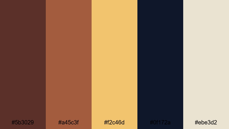 midnight chestnut gold chestnut color palette with hex codes