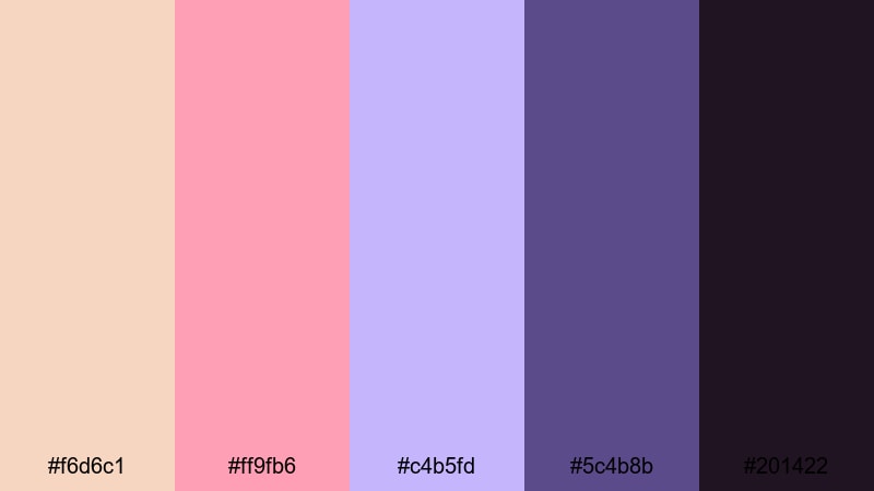 midnight chocolate dragee candy color palette with hex codes