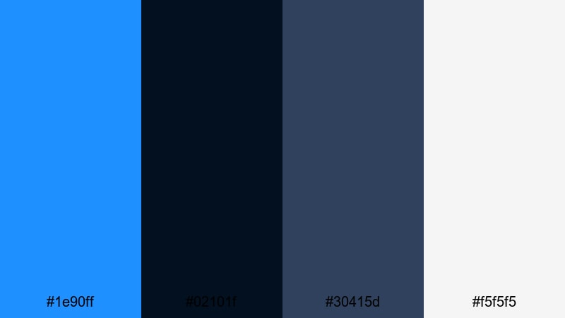 midnight city reflections dodger blue color palette with hex codes