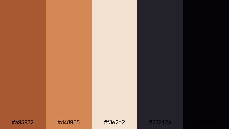 midnight copper contrast copper color palette with hex codes