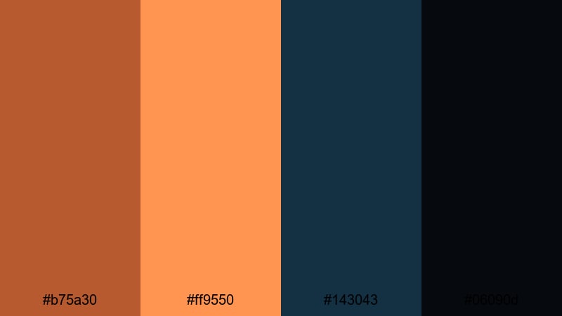 midnight copper contrast ginger color palette with hex codes