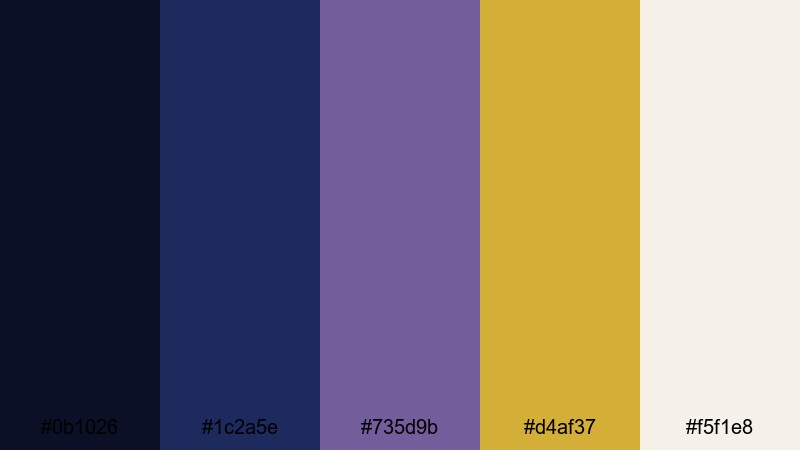 midnight court elegance royal color palette with hex codes