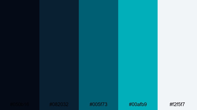 midnight cyan luxe blue cyan color palette with hex codes