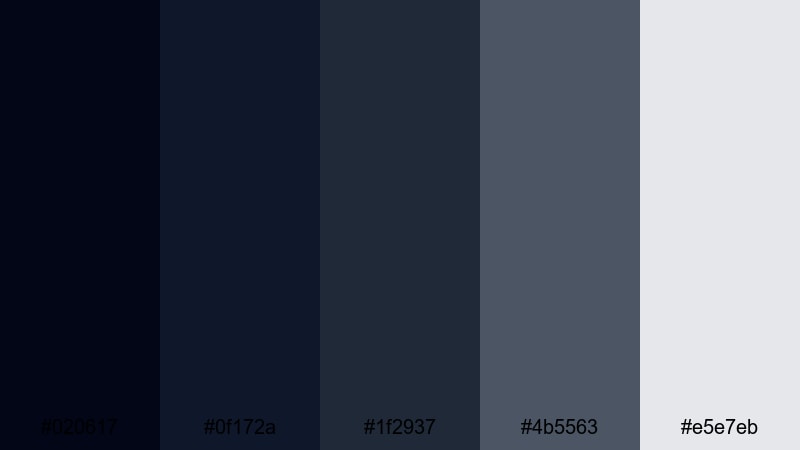 midnight dashboard chrome modern color palette with hex codes
