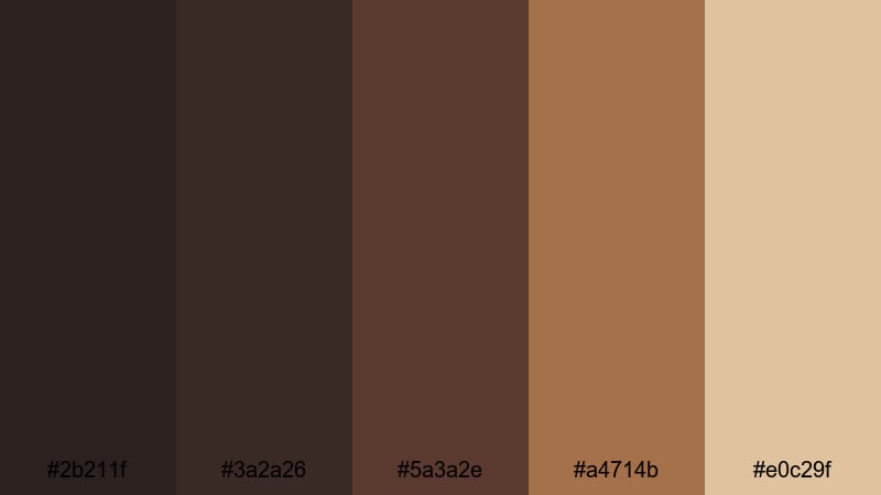 midnight espresso corner coffee shop color palette with hex codes