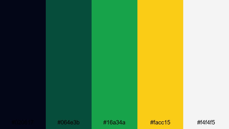 midnight garden titles dark green color palette with hex codes