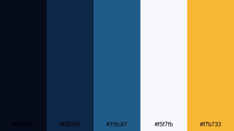 midnight harbor glow dark blue color palette with hex codes