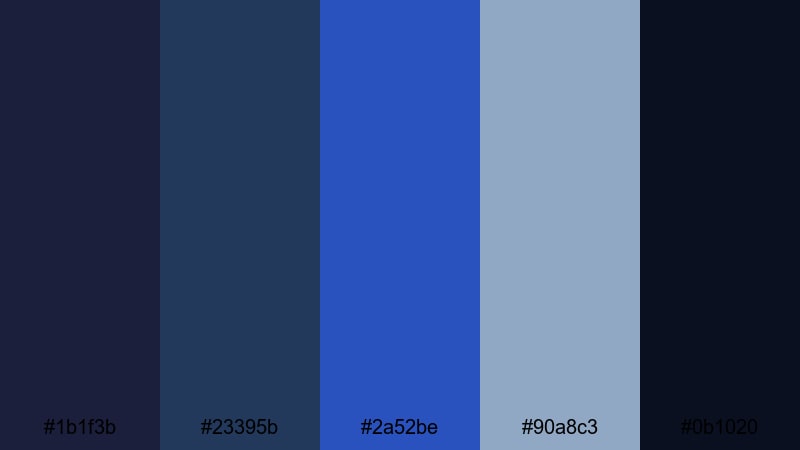 midnight harbor grade cerulean blue color palette with hex codes