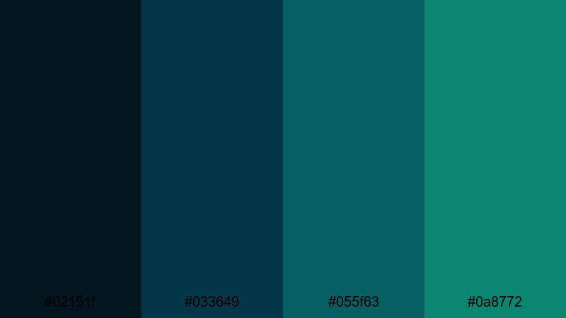 midnight harbor noir blue dark green color palette with hex codes