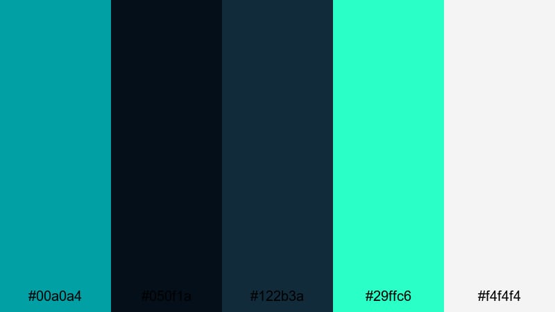midnight harbor pulse turquoise teal color palette with hex codes