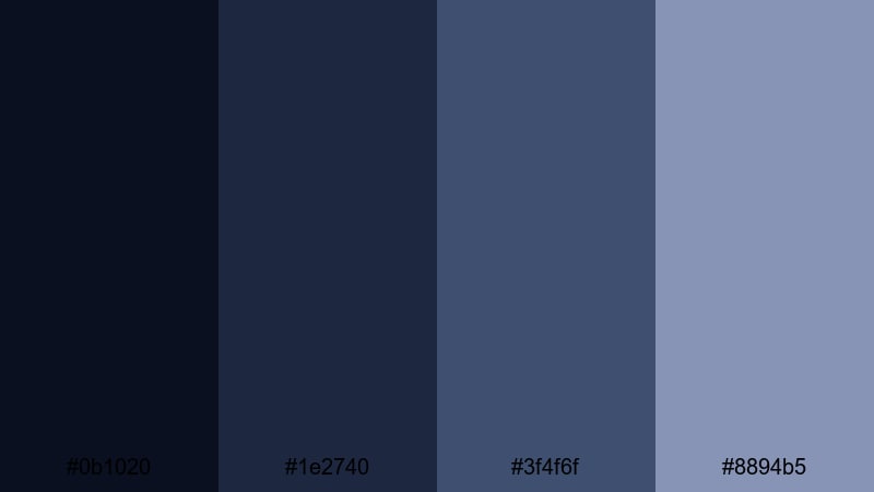 midnight harbor scene slate blue color palette with hex codes