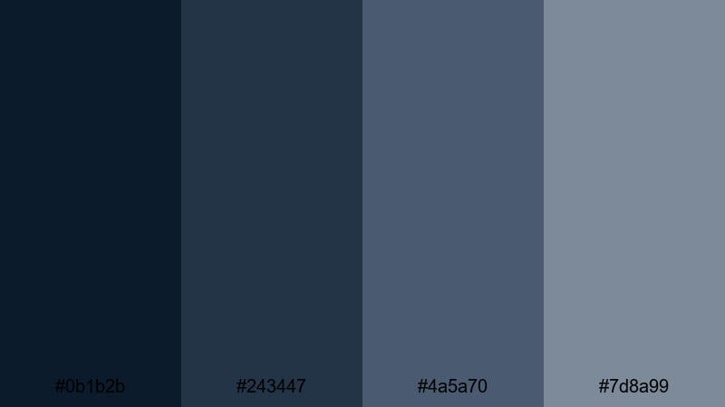 midnight harbor steel gray dark blue color palette with hex codes