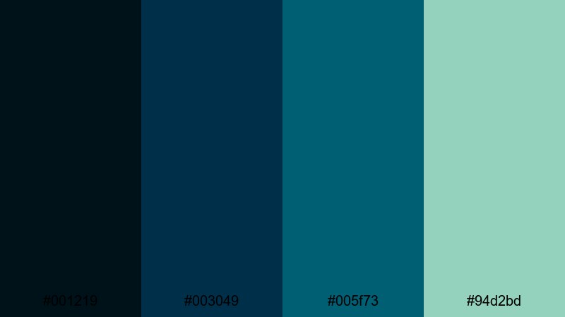 midnight harbor titles dark blue green color palette with hex codes