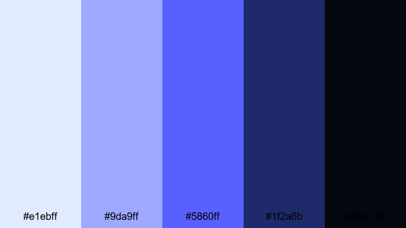 midnight hologram frost cold color palette with hex codes