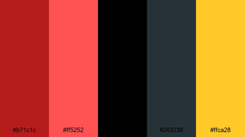 midnight inferno glow crimson color palette with hex codes