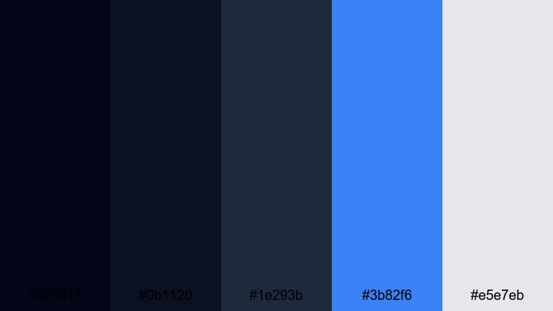 midnight interface azure color palette with hex codes