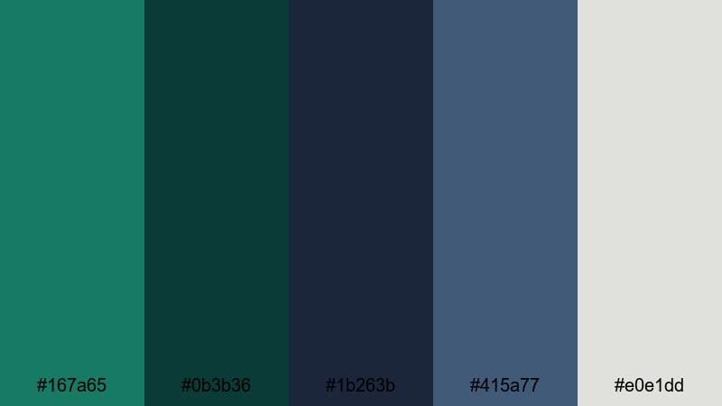 midnight jungle storm jungle green color palette with hex codes