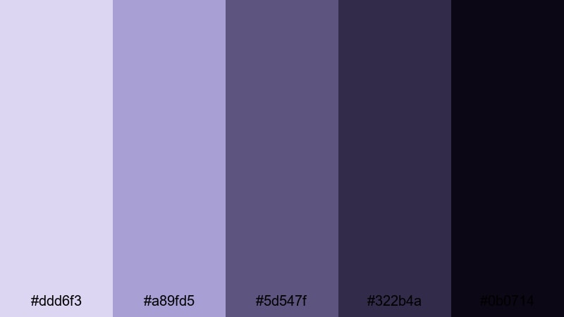 midnight lavender grain pale lavender color palette with hex codes