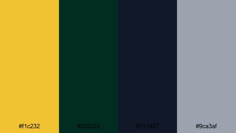 midnight manor luxe gold dark green color palette with hex codes