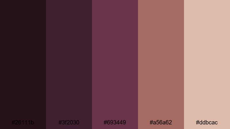 midnight mulled wine purple brown color palette with hex codes