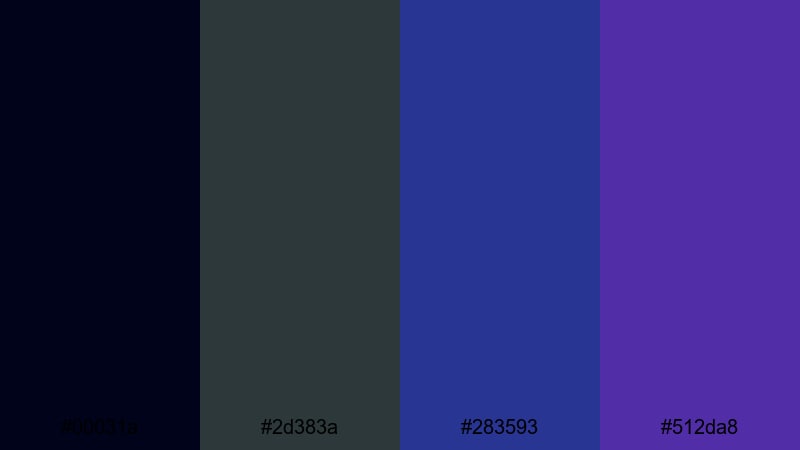 midnight nebula drift outer space color palette with hex codes