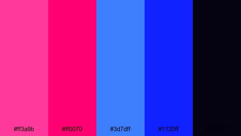 midnight neon tokyo pink blue color palette with hex codes