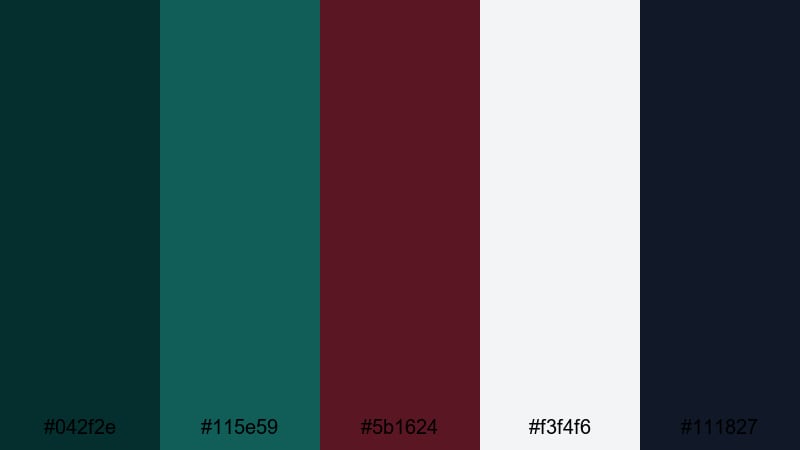 midnight orchard luxe green maroon color palette with hex codes