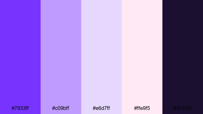 midnight orchid haze electric purple color palette with hex codes