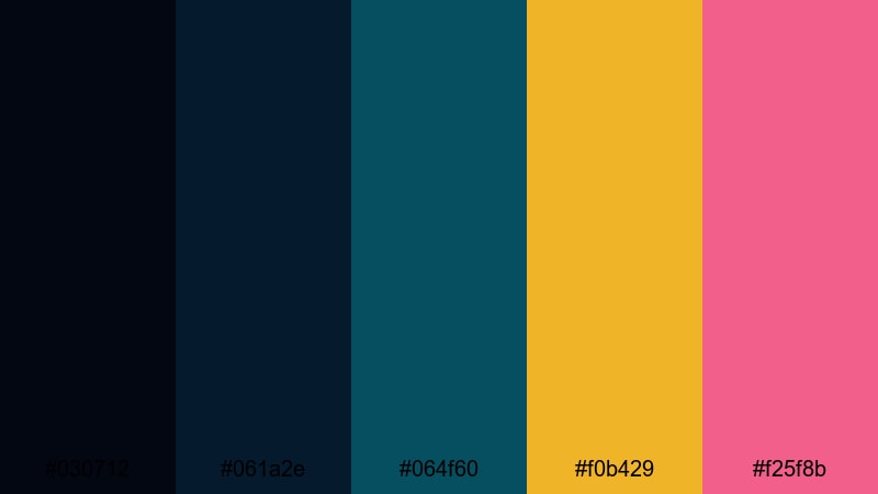 midnight pier lights ocean color palette with hex codes