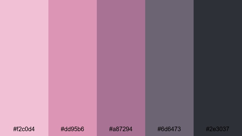 midnight pink storm pink gray color palette with hex codes