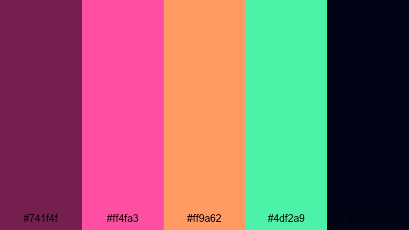 midnight pop remix boysenberry color palette with hex codes