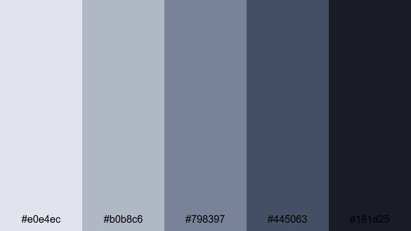 midnight rainfall blue gray color palette with hex codes