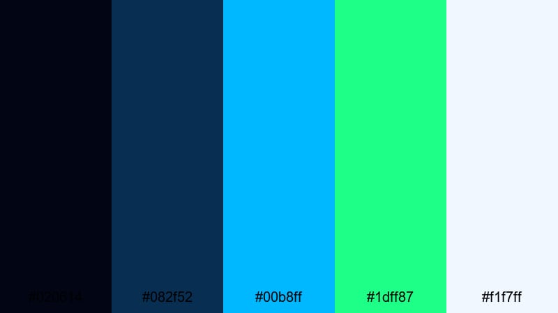 midnight reactor core blue neon green color palette with hex codes