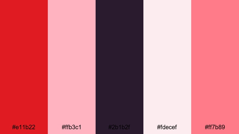 midnight rose allure lust color palette with hex codes