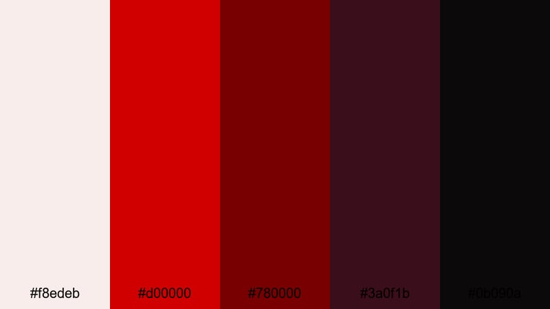 midnight ruby noir ruby color palette with hex codes