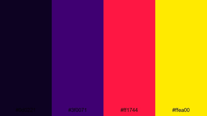 midnight sideshow circus color palette with hex codes